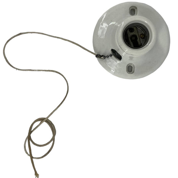 Vintage PAULDING Pull Chain Light Fixture Porcelain Wall Ceiling Mount 1621 250v - Picture 4 of 13